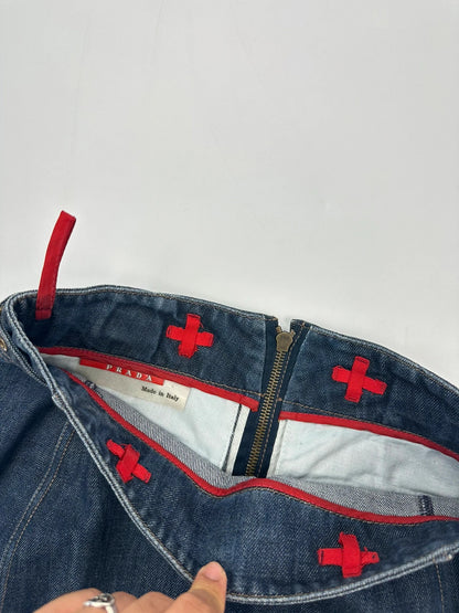 Prada Sport SS02 Indigo Denim Long Zip Skirt