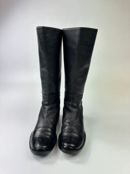 Prada Sport SS1999 High Black Lamb Leather Motor Boots