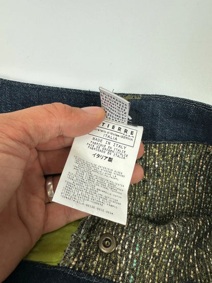 Dolce & Gabbana 00’s Tweeds & Silk Green Denim Waist Skirt