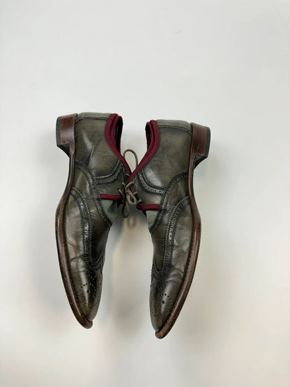 Miu Miu Early 90’s Khaki Two Tone Leather & Mesh Derby Dress Shoes