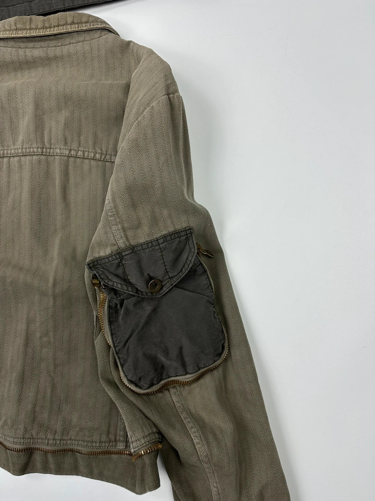 Dolce Gabbana SS2003 Olive Green Khaki Detachable Cargo Denim Jacket Coat