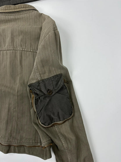Dolce Gabbana SS2003 Olive Green Khaki Detachable Cargo Denim Jacket Coat