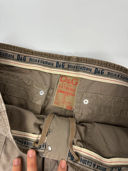 Dolce & Gabbana 00´s Multi Cargo Pockets Brown Light Parachute Pants