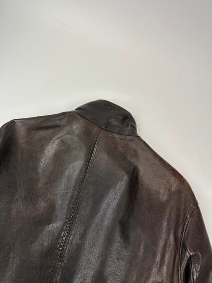Dolce & Gabbana 00’s Patinated Brown Leather Jacket