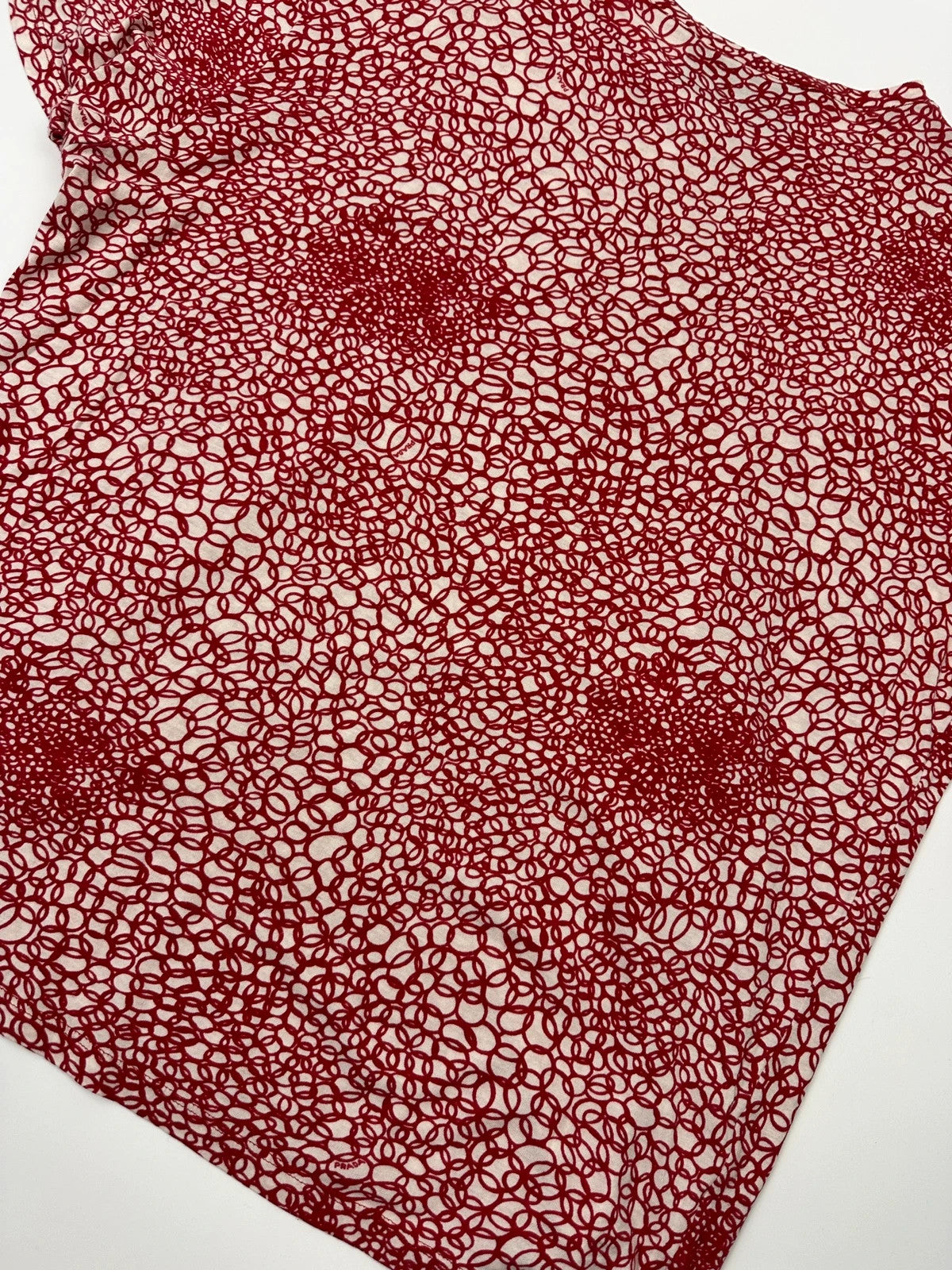 Prada Milano SS2000 Red & White Bubble Print Silk Tee