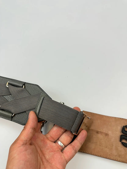 Gucci Rare HorseBit Grey Leather Belt