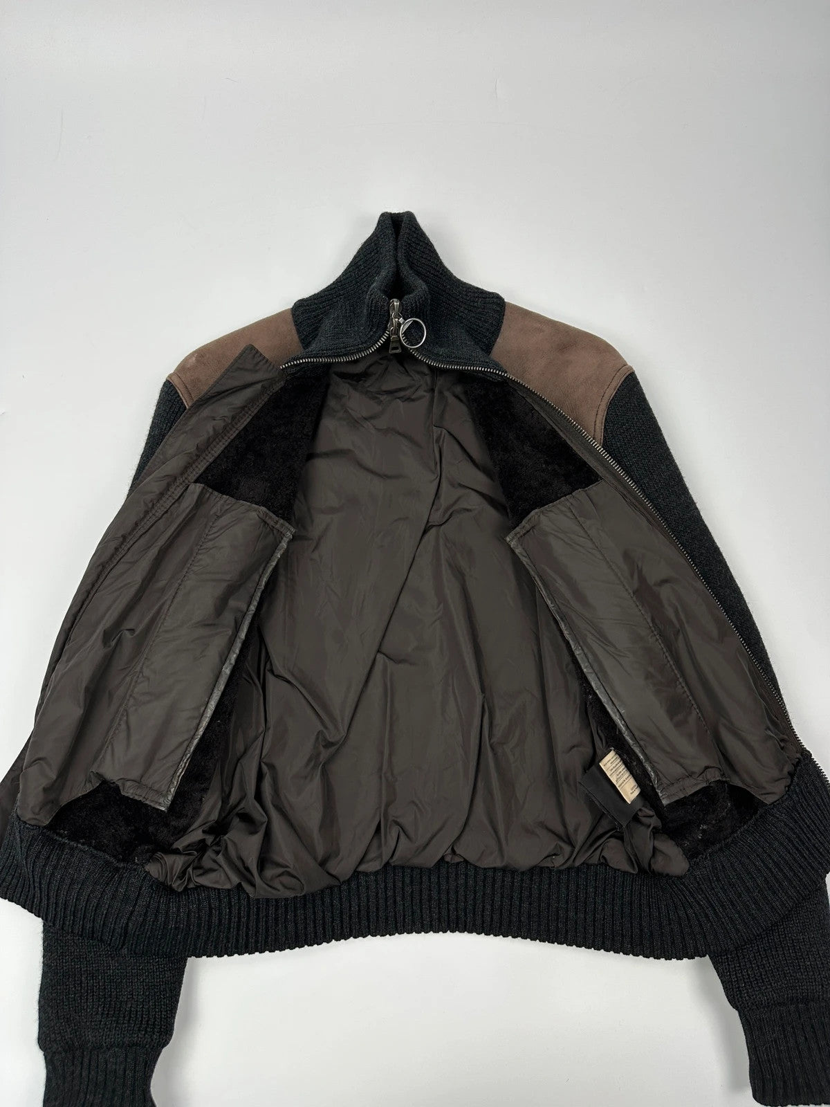 Prada Sport FW2004 Heavy Leather & Wool Bomber Bombardier Jacket