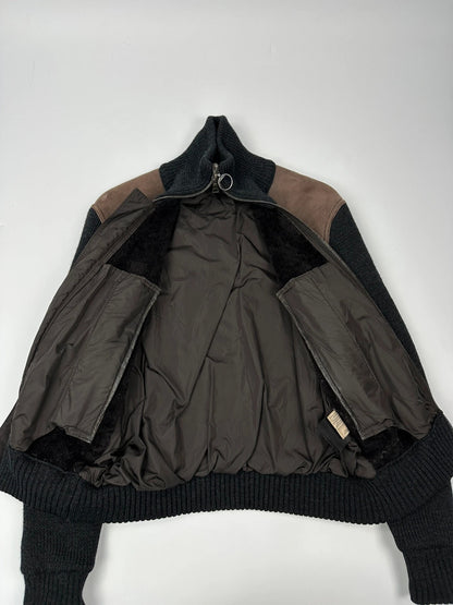 Prada Sport FW2004 Heavy Leather & Wool Bomber Bombardier Jacket