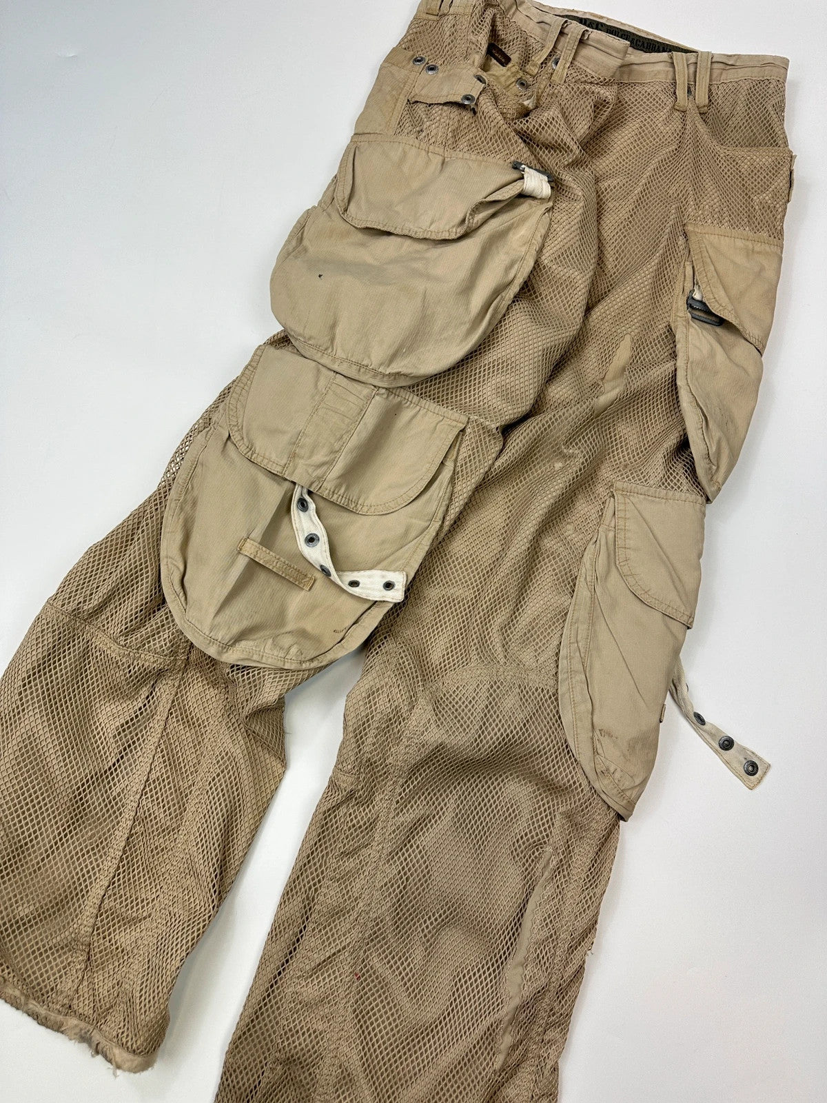 Dolce & Gabbana SS2003 Beige Mesh Layer Cargo Pants