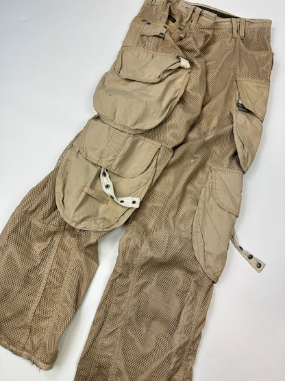Dolce & Gabbana SS2003 Beige Mesh Layer Cargo Pants