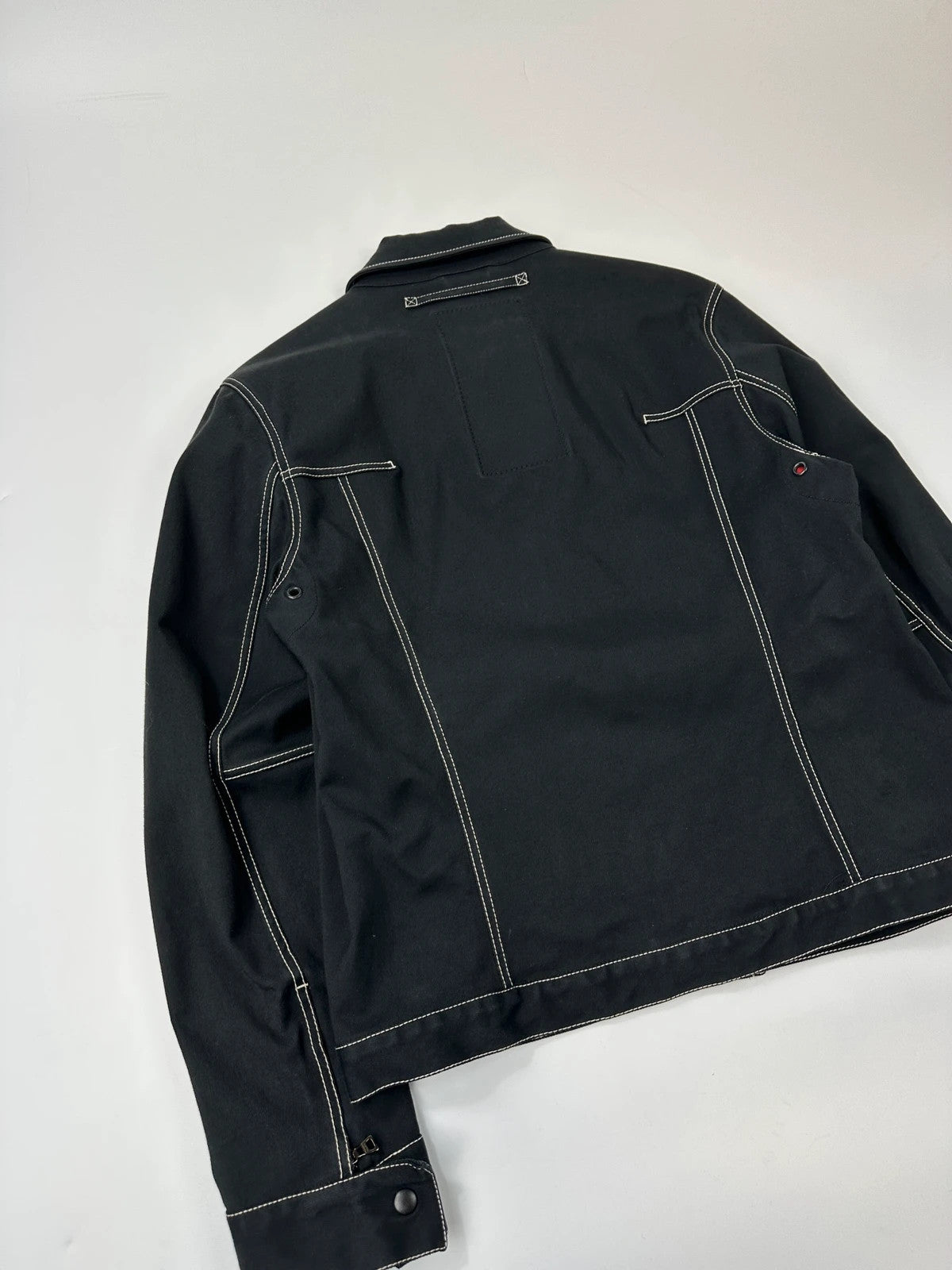 Prada Sport SS2004 Black Contrast White Stitches Work Harrington Jacket