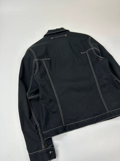 Prada Sport SS2004 Black Contrast White Stitches Work Harrington Jacket