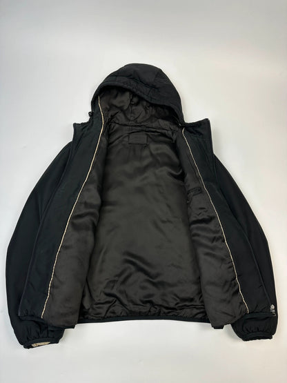 Prada Milano FW2013 Black Padded Silk Hooded Bomber Jacket