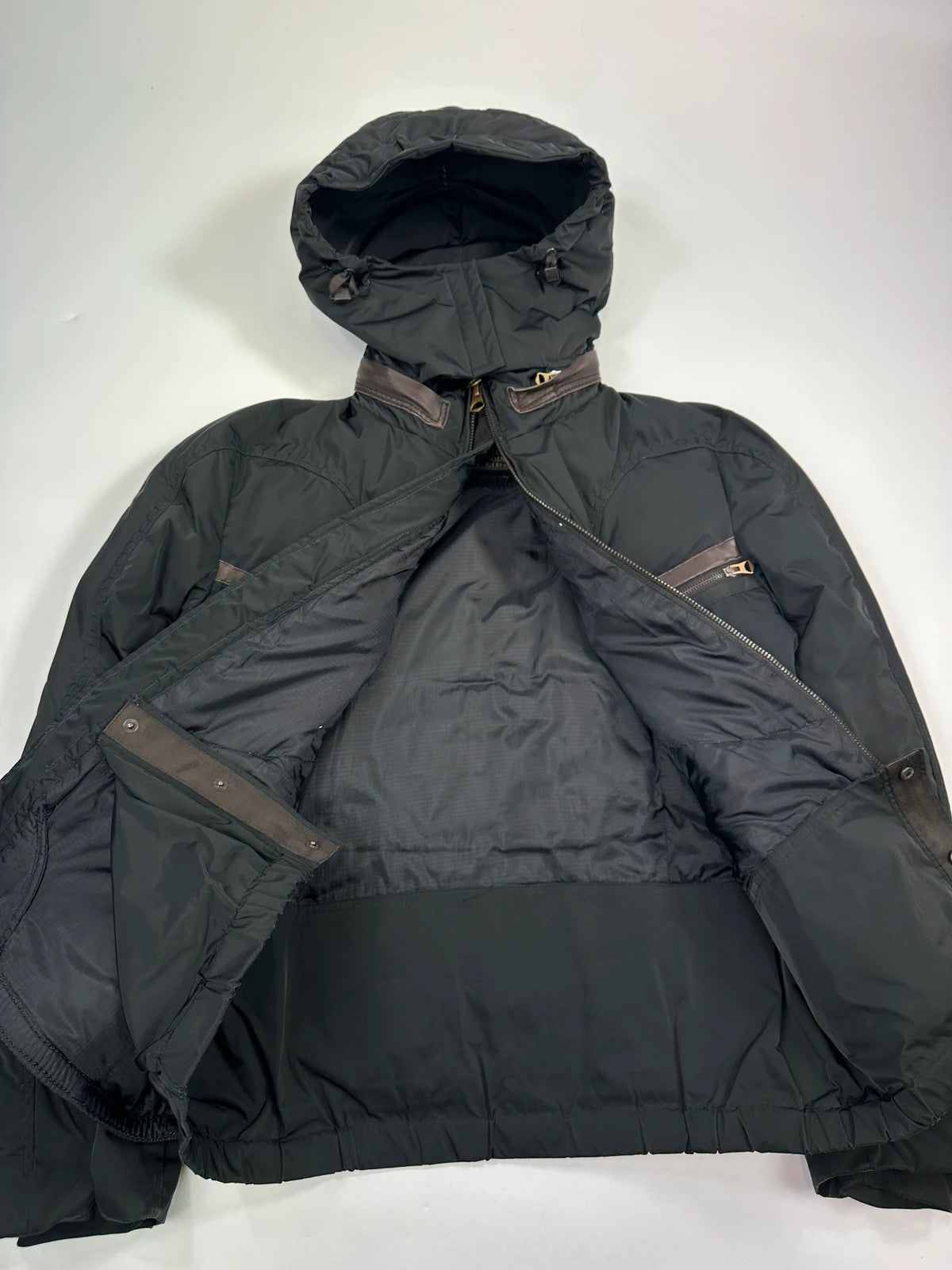 Marithé + François Girbaud 00’s Black Nylon Hooded Puffer Down Jacket