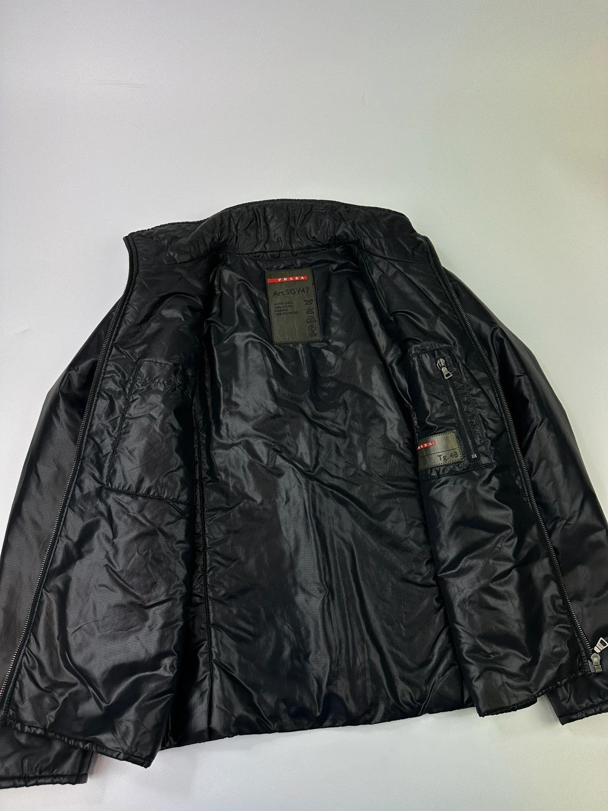 Prada Sport FW2008 Black Crinkle Nylon Padded Jacket