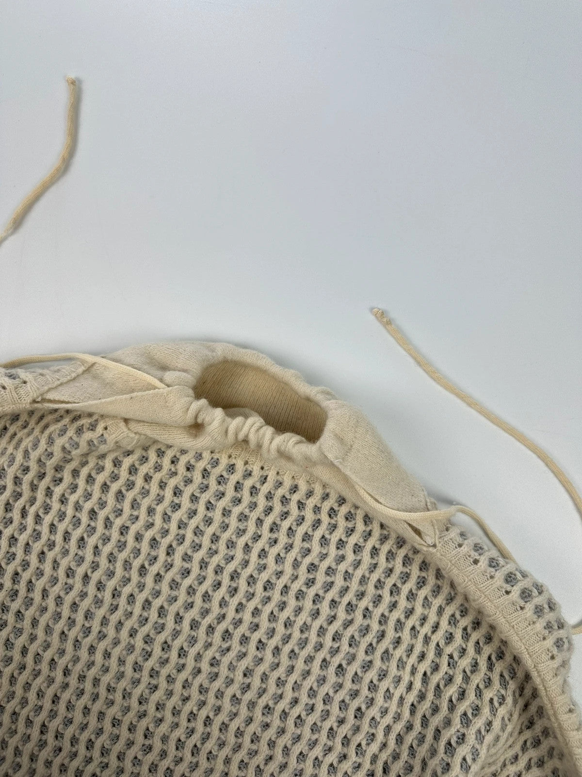 Marithé + François Girbaud 1980 MaillaParty Mesh Layer Wool Knit Sweater Grey Cream