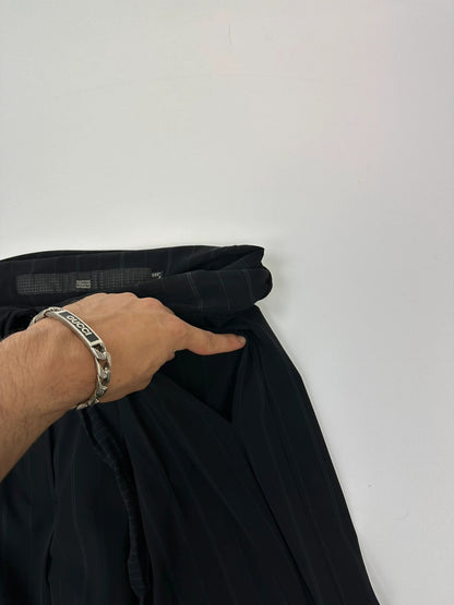 Marithé + Francois Girbaud 00’s Baggy Extra Wide Legs Belted Pants Dark Navy Stripes