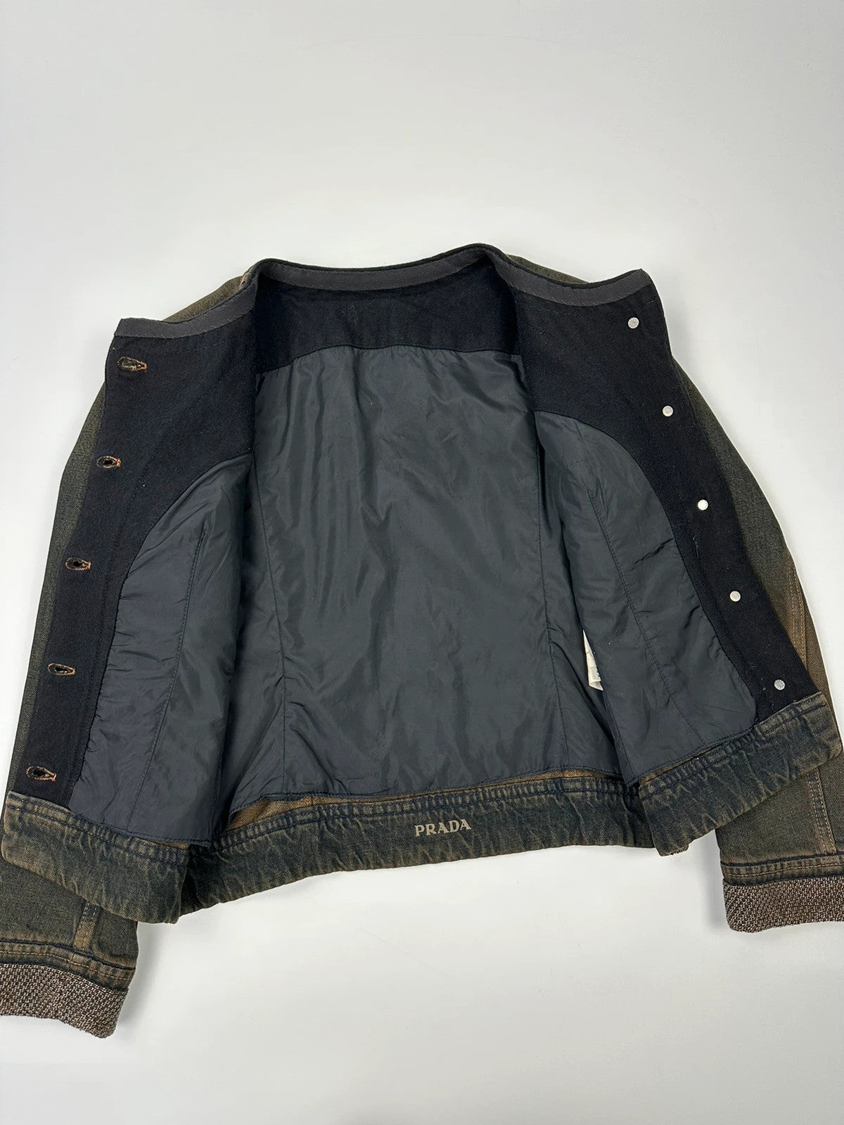 Prada Milano FW2006 Metal Chains Faded Denim Crop Jacket