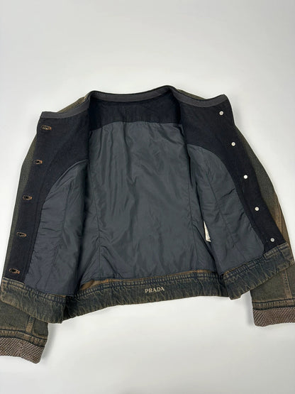 Prada Milano FW2006 Metal Chains Faded Denim Crop Jacket