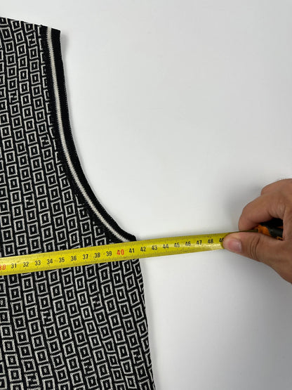 Fendi 90’s FF Monogram Black & White  Knitted Vest Sweater