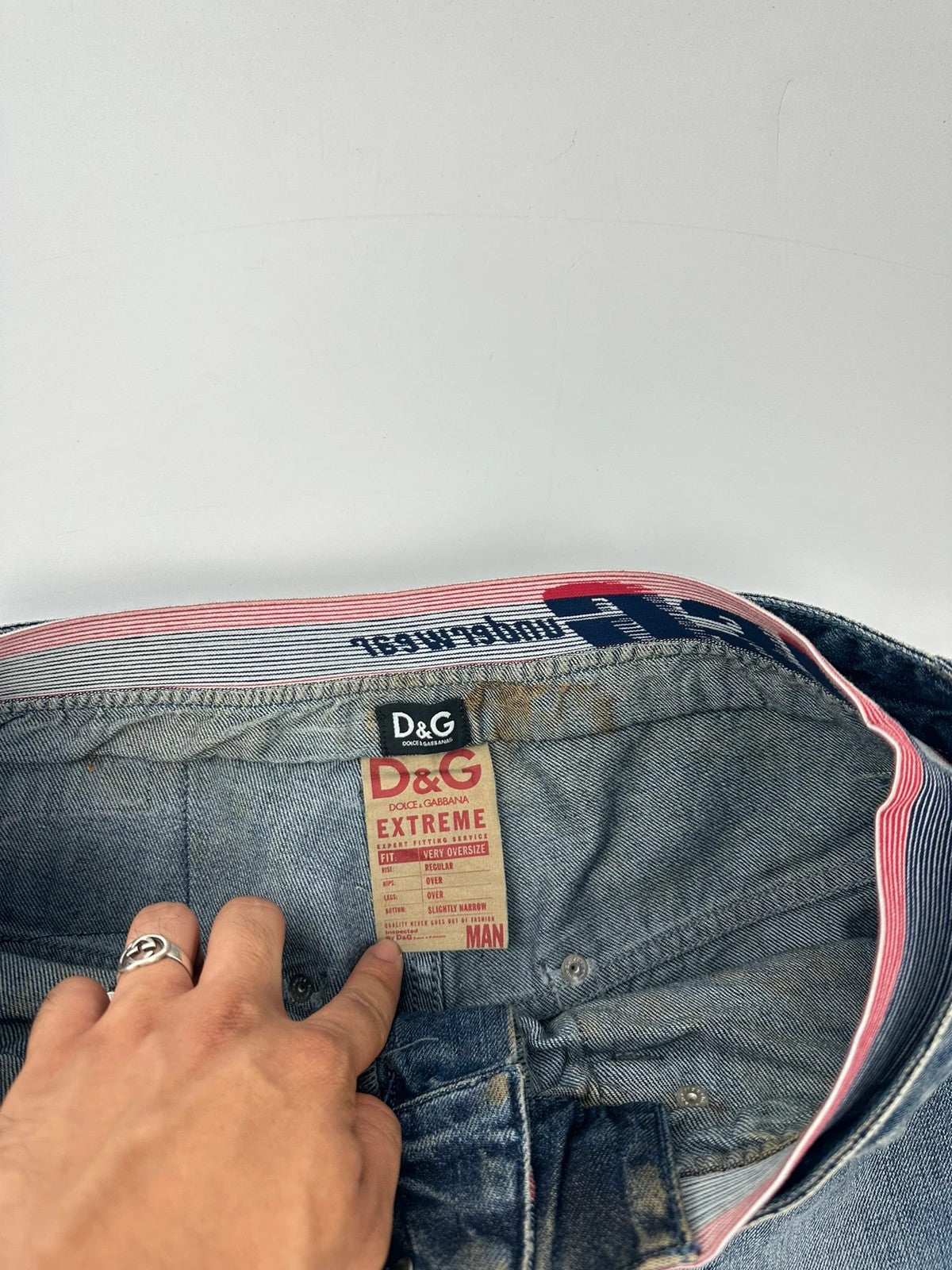 Dolce & Gabbana 00’s Double Waist Destroy Baggy Denim Pants