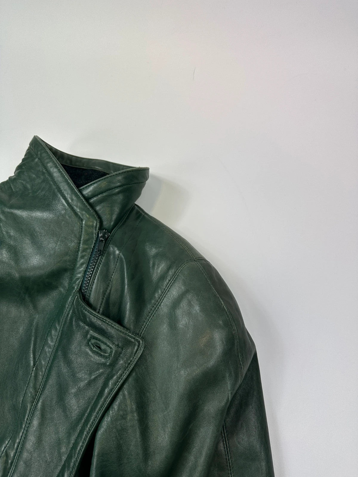 Gianni Versace FW1983-4 Forest Green Leather Shoulder Pad Jacket