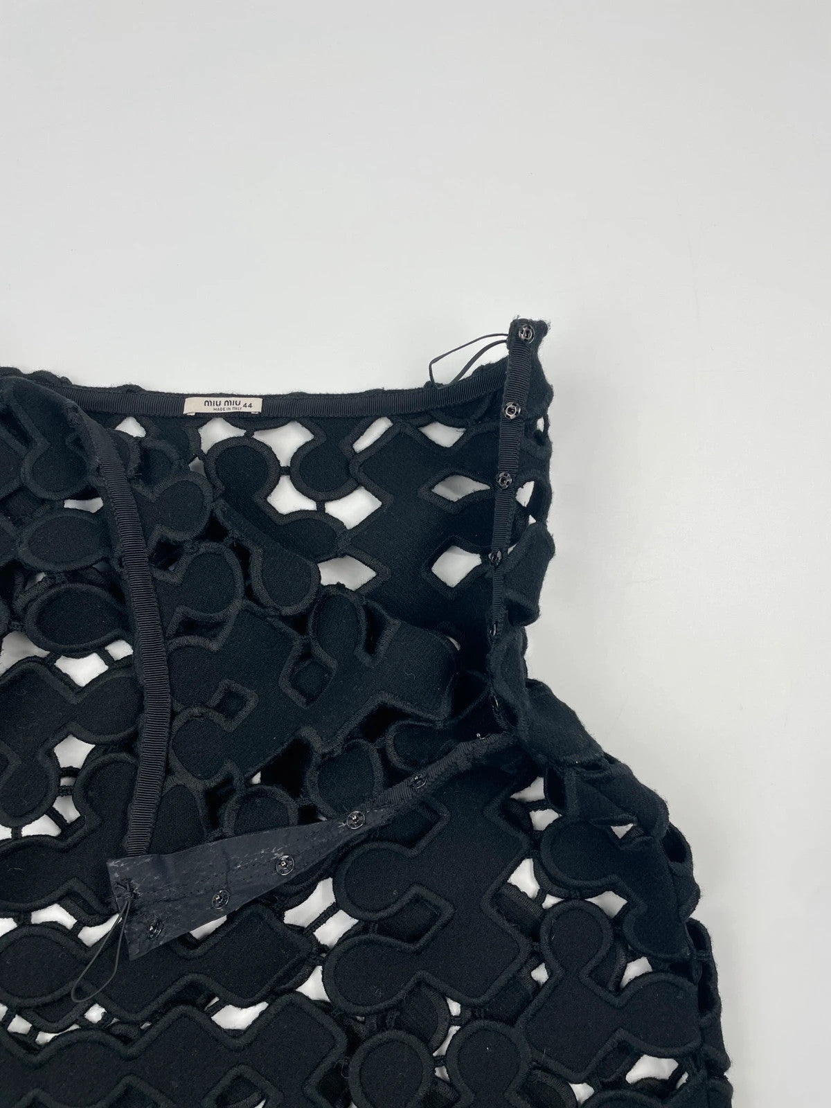 Miu Miu SS2008 Black Laser Cut Holes Wool Skirt