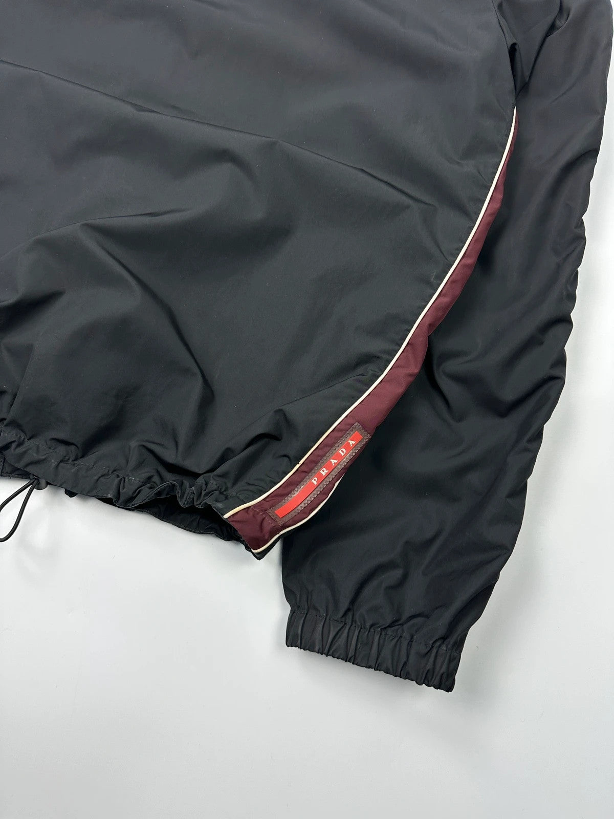 Prada Sport FW2018 Black & Burgundy Nylon Hooded Jacket