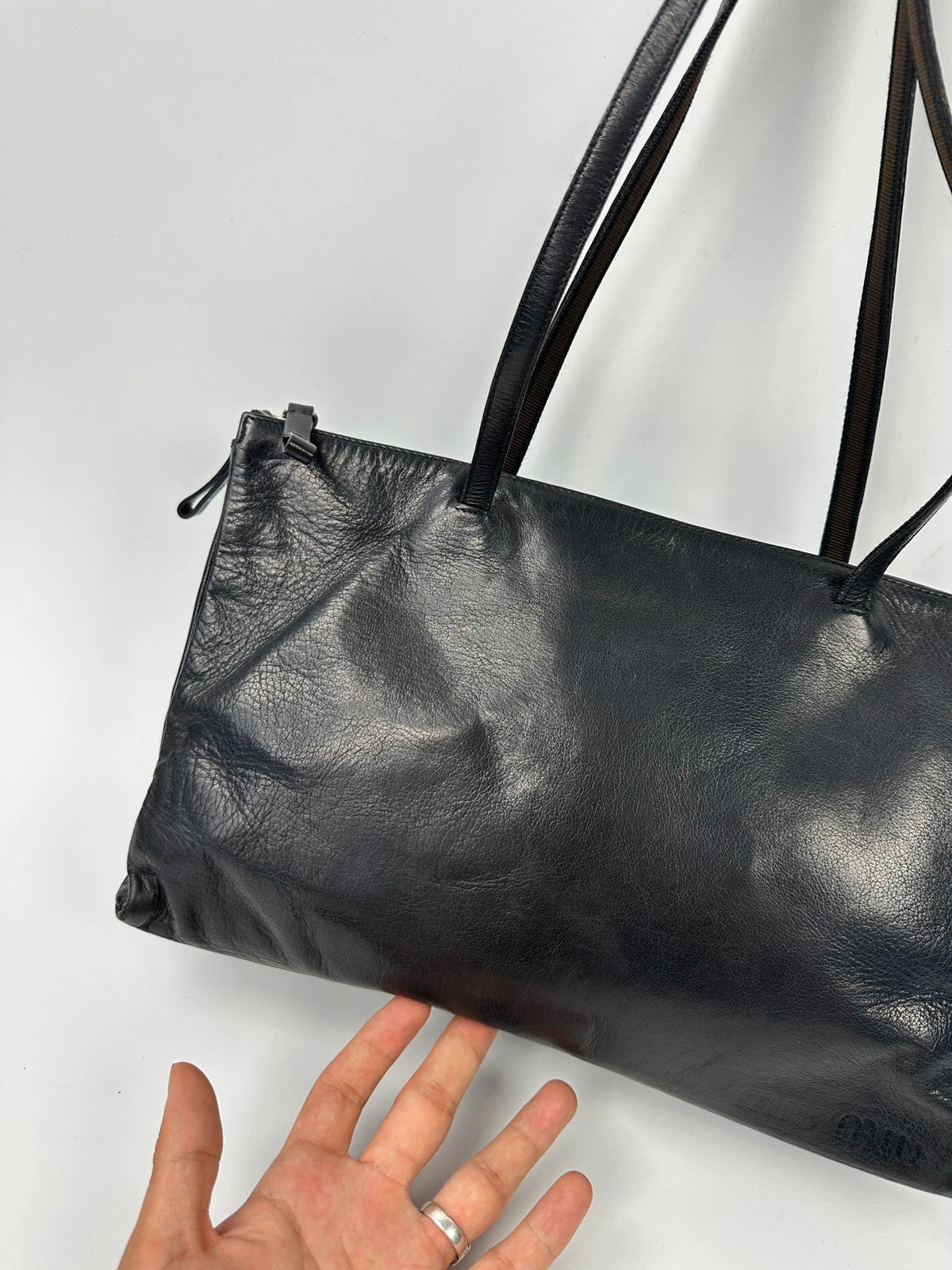 Miu Miu 90’s Black Leather ShoulderBag Rectangular