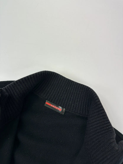 Prada Sport FW01-05 Black Fleece Quarter Zip Pocket