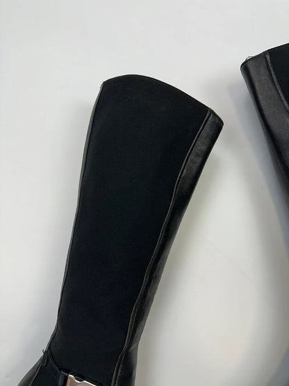 Prada Milano 00’s High Neoprenne Leather Heels Black Boots