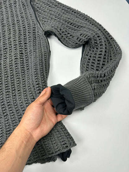 Dolce & Gabbana 00’s Net Double Layer Knit Grey Sweater Holes
