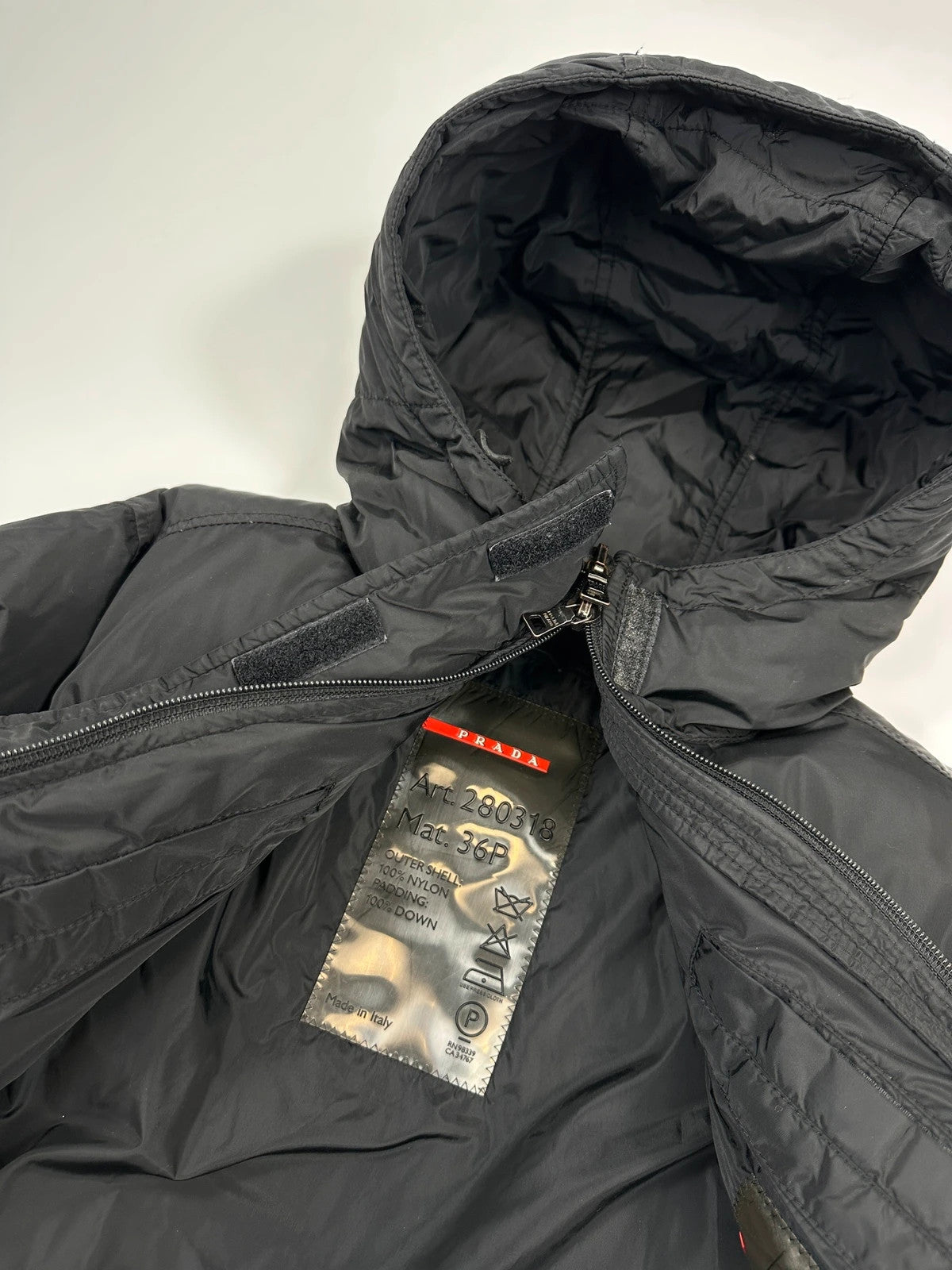 Prada Sport FW2002 Black Nylon & Down Hooded Puffer Jacket