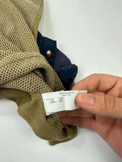 Dolce & Gabbana SS2003 Khaki Cargo Pocket Mesh Tank Top