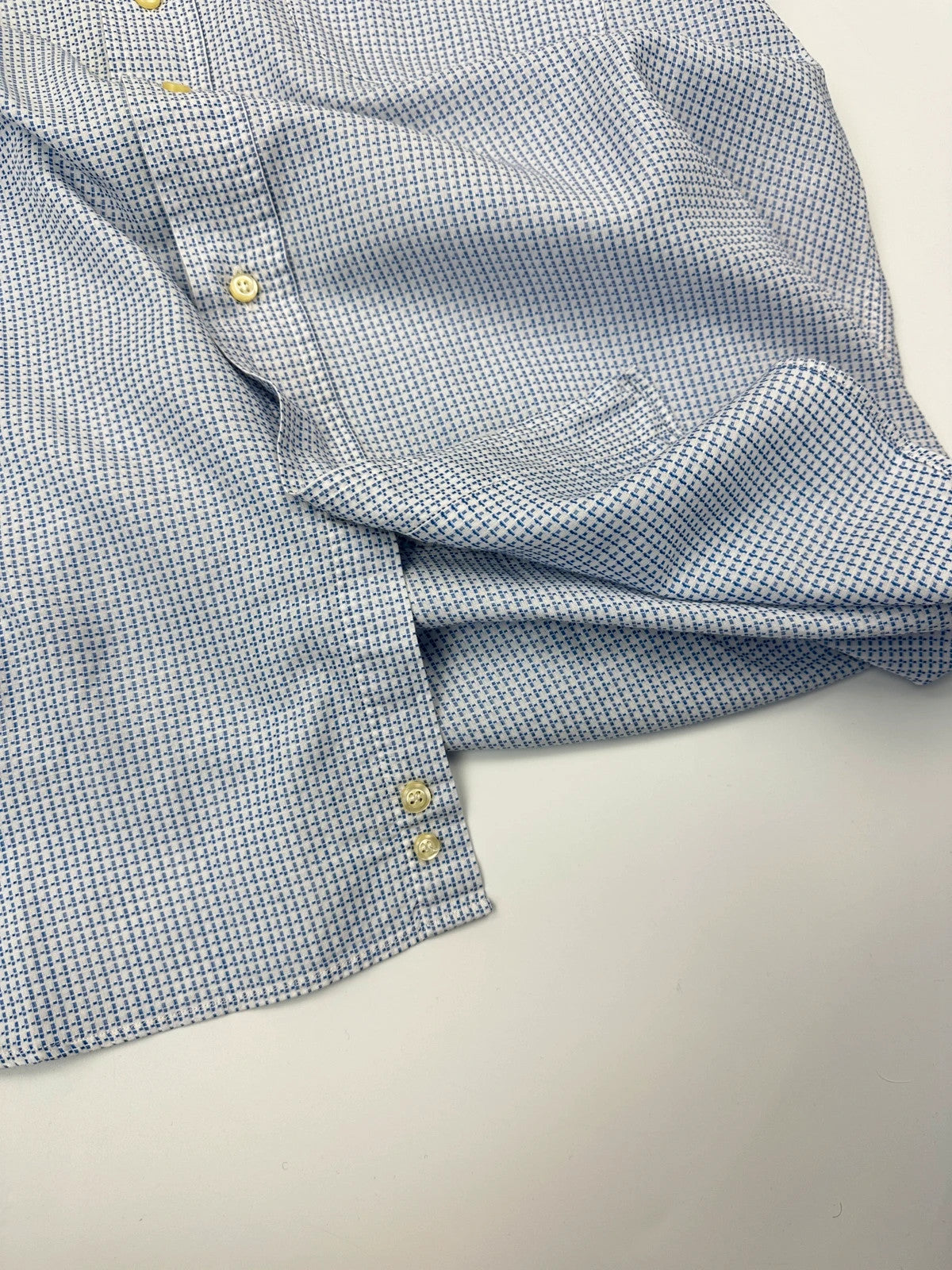 Dolce & Gabbana 00’s Micro Check Pattern White & Blue Dress Pocket Shirt