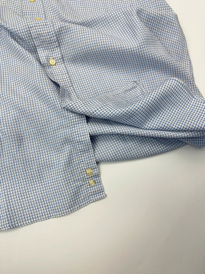 Dolce & Gabbana 00’s Micro Check Pattern White & Blue Dress Pocket Shirt