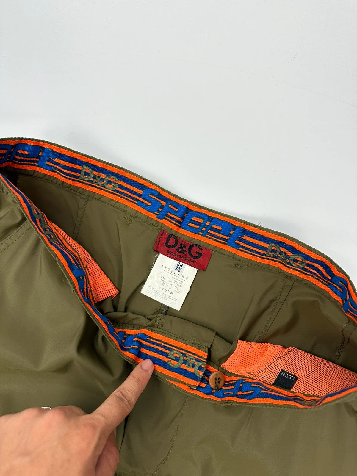 Dolce & Gabbana 00’s Army Khaki Green Nylon Cargo Pants