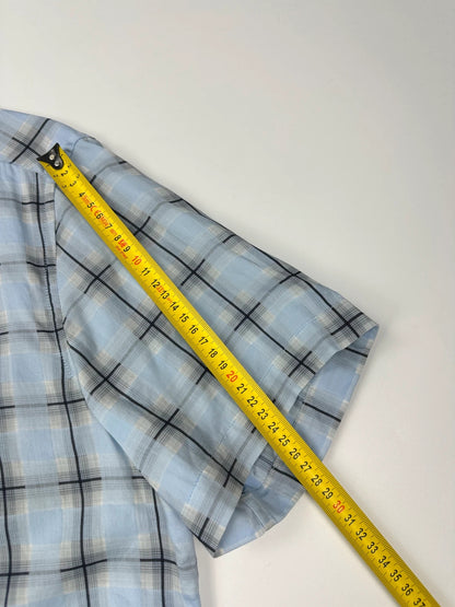 Prada Sport SS2002 Sky Blue & Black Checkered Print Short Sleeves Shirt