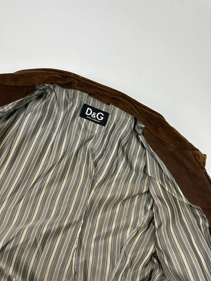 Dolce & Gabbana 00’s Leather Suede Brown Flight Bomber Jacket