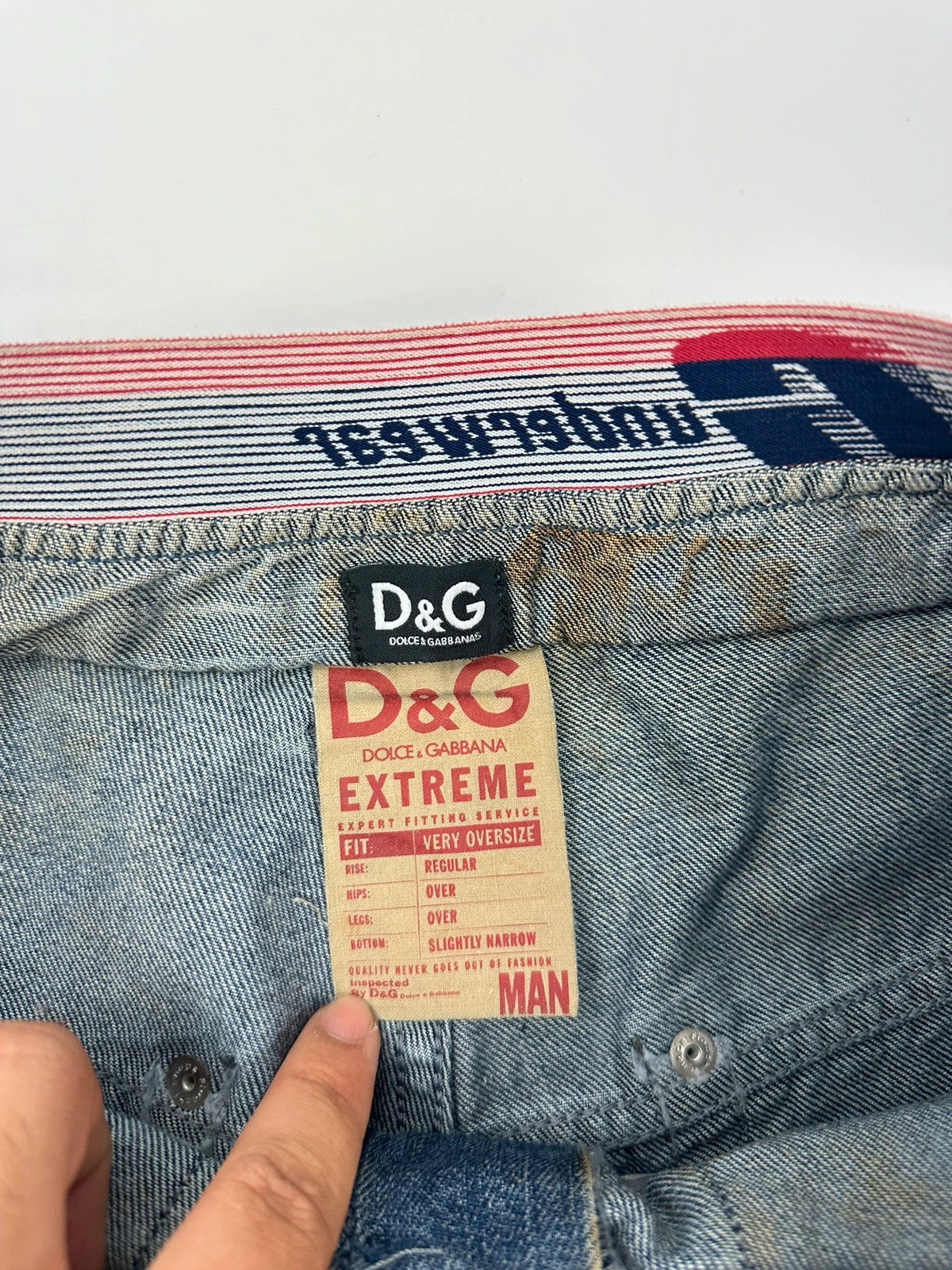 Dolce & Gabbana 00’s Double Waist Destroy Baggy Denim Pants