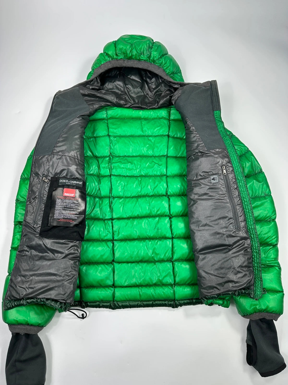 Dolce & Gabbana Ski Transparent Green Hooded Down Puffer Jacket