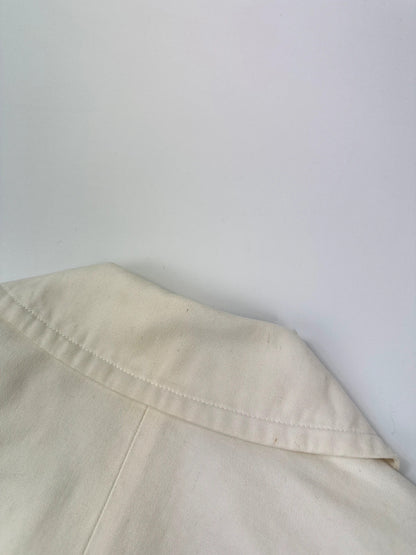 Agnès B 80’s White Cotton Double Breast Crop Officer Jacket