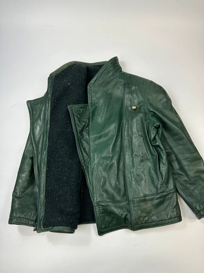 Gianni Versace FW1983-4 Forest Green Leather Shoulder Pad Jacket