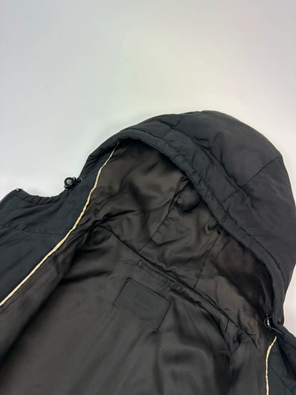 Prada Milano FW2013 Black Padded Silk Hooded Bomber Jacket