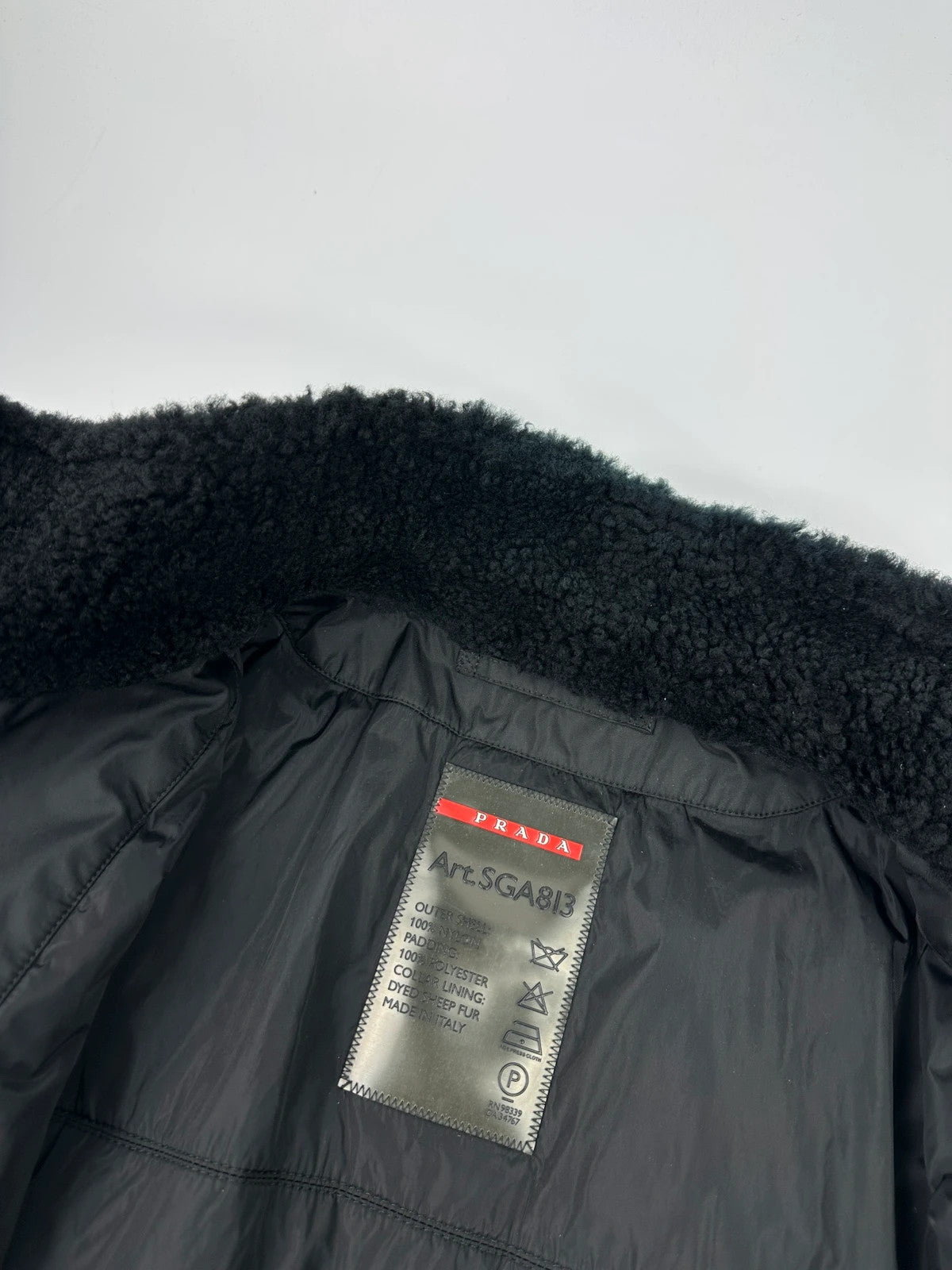 Prada Sport FW2008 Black Sheep Collar Nylon Bomber Jacket