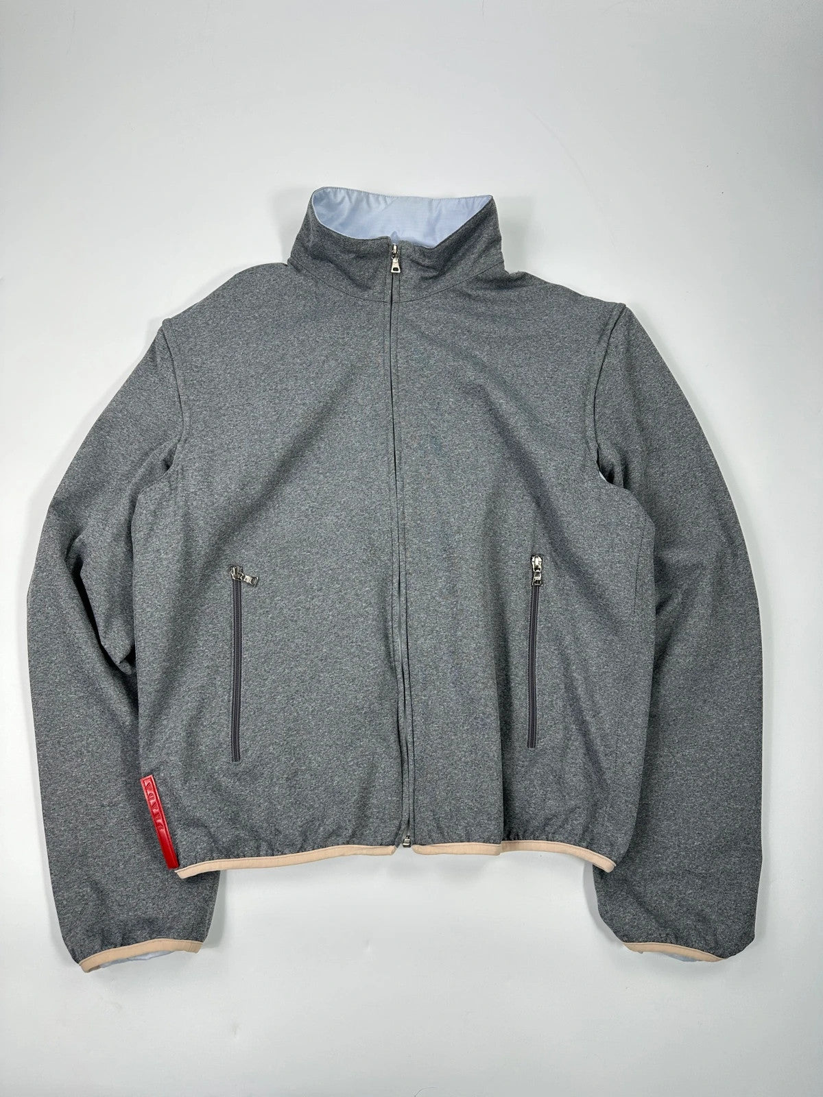 Prada Sport FW2000 Sky Blue & Grey Reversible Removable Sleeves Jacket