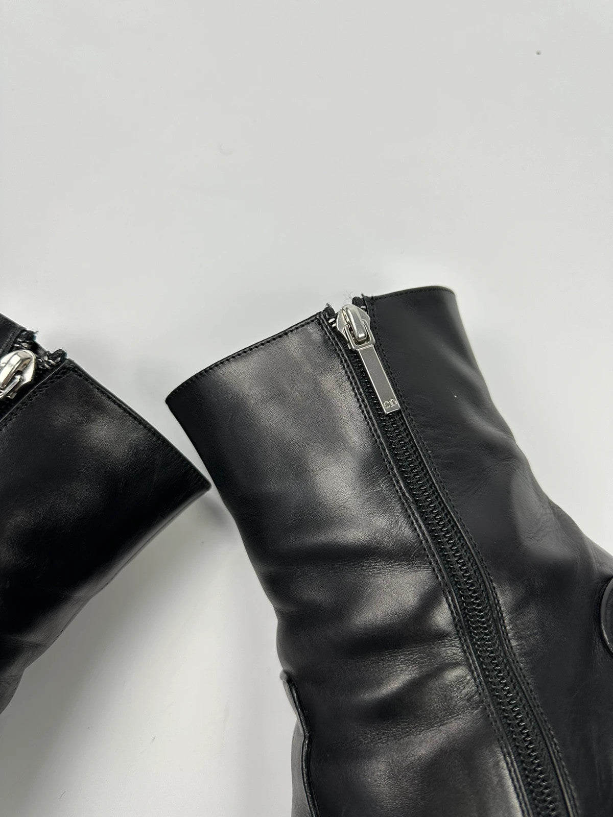 Dior By John Galliano AW04 Dice Black Leather Boots Heels