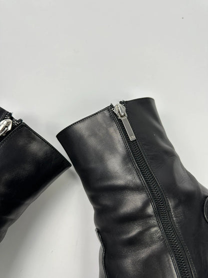 Dior By John Galliano AW04 Dice Black Leather Boots Heels