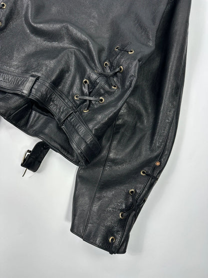 Versace 90’s Black Leather Perfecto Laces Jacket