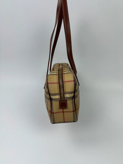 Burberry Beige Tartan Bowling Boston HandBag Shoulder